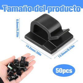 50 Unidades Clips Adhesivos para Cables Pack de Organizador de Alambre de Nailon Duradero y Resistente, Organizador de Cables, Soporte de Cables para Coche Oficina y Hogar (Negro)