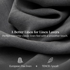 Double Stitch European Flax Linen Sheets Set - 4 PC King Size Bed Sheets Deep Pocket, Soft Linen Blend Sheet Set, Sustainable Moisture-Wicking Cooling Sheets, Featured in USA Today, Charcoal Grey