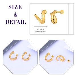 feilok Men's Earrings Stainless Steel Punk Octopus Finger Earrings Hoop Piercing Stud Earrings for Men Women, Stainless Steel