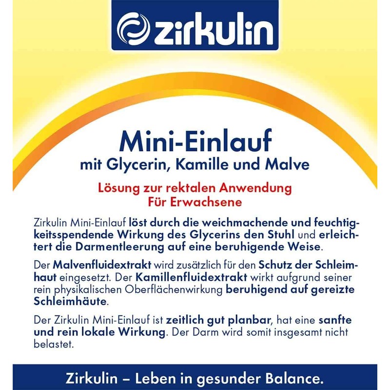 Zirkulin Mini Enema for Mild to Moderate Constipation with Glycerin,