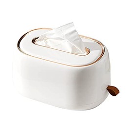 Tissue Box, Tissue Box Holder, Built in Spring, Easy to Install and Replace Tissues with Lid, Elegant Modern Style Decor for Bathroom, Kitchen and Cars (White)