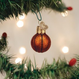 Old World Christmas Mini Basketball Glass Ornament for Holiday Tree
