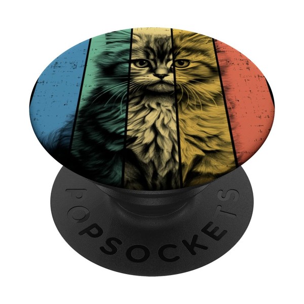Selkirk Rex Cat Portrait Vintage Style Mom Dad PopSockets Swappable