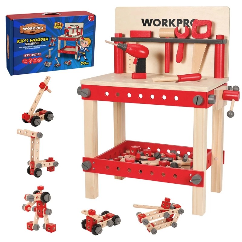 -- WORKPRO 70PC Kids Building Toy Educational Construction Toy Wooden