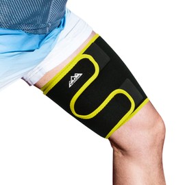 supregear Thigh Support, Adjustable Thigh Compression Cuff, Neoprene Hamstring Quad Wrap Breathable Non-Slip Upper Leg Support Leg Slimmer for Men and Women, Yellow