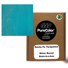 PureColor - Wood Stain and Finishes - Eco-Friendly, Vivid Colors, Deep Pigment, Ready to Use, Water-Based, Low VOC, No Odor, & Easy Clean-Up. Quart, Santa Fe Turquoise