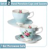 BTaT- Floral Tea Cups and Saucers, Set of 2, 8oz,
