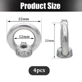 4 Stück Juttzzei Ringmutter M5, Verbessertes 304 Edelstahl Ringösen, M5 Ringmuttern Augenmutter, Ösenmutter für Befestigen Sie hängende Ornamente Blumentöpfe Schaukelständer