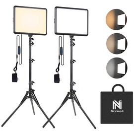 2-Pack Photography Lighting Kit, NiceVeedi 22W LED Video Light Kit, 2900-7000K Dimmable Studio Light with Tripod Stand, 73" Stream Light for Video Recording
