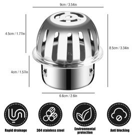 Rain Gutter Leaf Protection Pack of 2 Gutter Protection Leaf Gutter Screen Stainless Steel Gutter Downpipe Protection for Filtering and Blocking Falling Leaves, Leaves, Branches and Branches