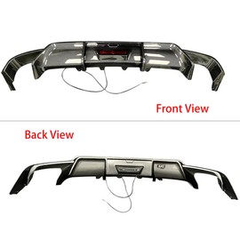 TOPAZ Carbon Fiber Rear Bumper Lip Spoiler Lower Diffuser W/Light Compatible with 2018-2021 Toyota Camry Sedan 4Dr