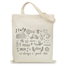 KONSOM Canvas Aesthetic Reusable Grocery Tote Bag with Pockets for Women Graduation Travel Work Mothers Day Christmas, Italy, One Size