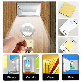 MIAOERJING Keyhole Light Lamp Battery Operated PIR Infrared IR Wireless Auto Sensor Motion Detector Door Keyhole with 4 LED Bulbs Light Lamp Tap Lights LED Night Light for Key Hole/Door Lock (Silver)