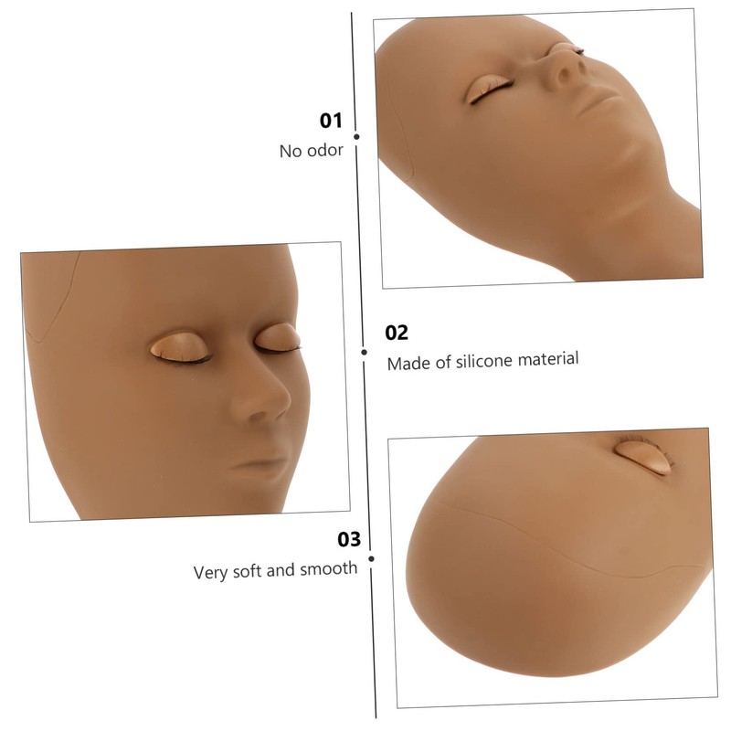 Healvian 1pc Training Mannequin Head with Replaceable Eyelids Realistic Makeup