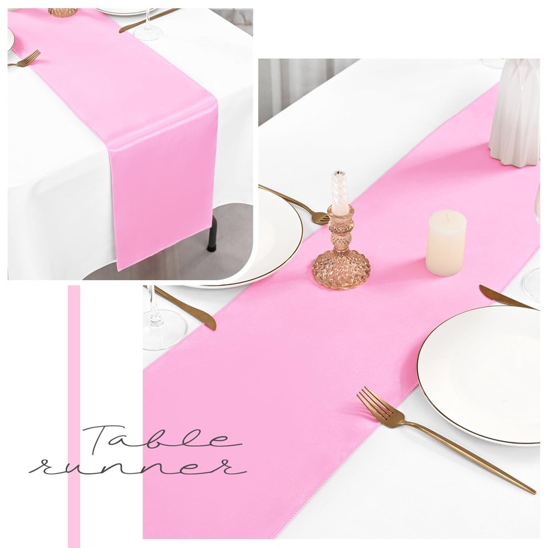6 Pack Pink Table Runner,Satin Table Runner, 12 x 72