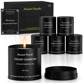 Men's Scented Candles Gift Set - 6 Pack Luxury Soy Candles for Home Scented Birthday Gifts for Men, Dad, Husband, Boyfriendcolor: Black, size: Small (3"-6"), Fragrance: AMBER PATCHOULI CEDAR OAKMOSS