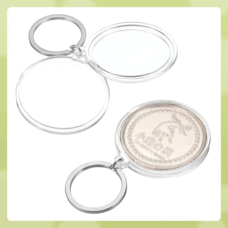 PATIKIL 2PCS Plastic Coin Holder Keychain Round Coin Case Keyring