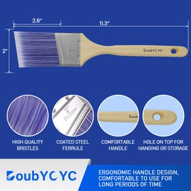 DoubYCYC Paint Brushes - 12 Pack, 2" Angle Brushes, Paint Brush Set, Paint Brushes for Walls, Stain & All Oil Paints - Home Improvement - Interior & Exterior Use