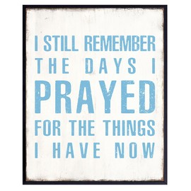 Christian Faith Quotes Wall Decor - Blessed Sign Home Decor - Inspirational Wall Decor for Women - Home Office Prayer Room Decor - Religious Blue Rustic Decor Motivational Wall Art - God Wall Decor