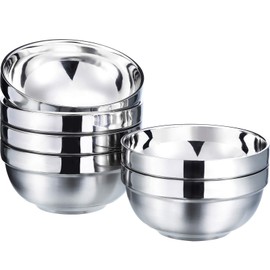 SATINIOR 6 Pack Stainless Steel Bowl Set Double-walled Insulated Metal Snack Bowls (18 oz)