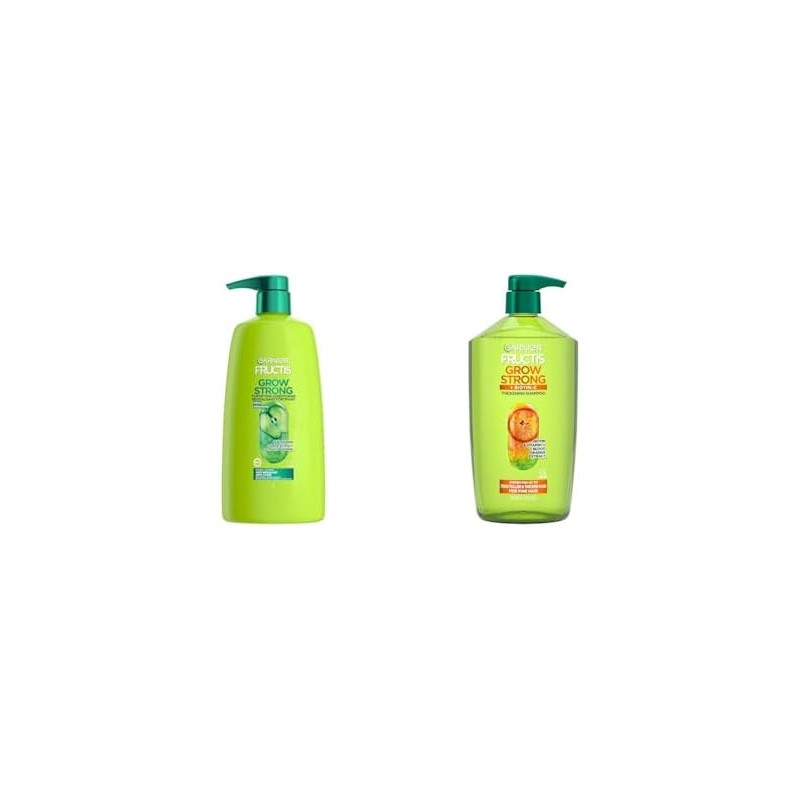 Garnier Fructis Grow Strong Thickening Shampoo for Fine Hair, Biotin-C,