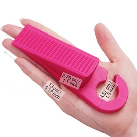 3 Pack Rubber Hook Type Door Stoppers 1 Inch Thick Door Stop Works on All Floor Surfaces, Control The Size of The Door Gaps and Prevent The Lock-Outs (Gray/Blue/Rose)