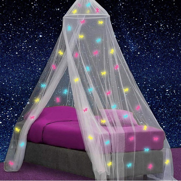 UB-STORE Canopy for Girls Bed with Pre-Glued Glow in The