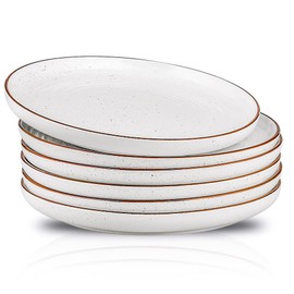 HVH Porcelain Dinner Plates Set of 6, 10.25 inch Ceramic Plates Set, Large Dinner Plates Set for Dinner, Salad, Ceramic Dinner Plates, Healthy Dinner Plates Set of 6, Farmhouse Style (White)