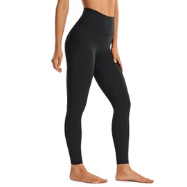 CRZ YOGA Womens Brushed Naked Feeling Workout Leggings 28"- High Waisted Gym Compression Tummy Control Yoga Pants Black X-Large