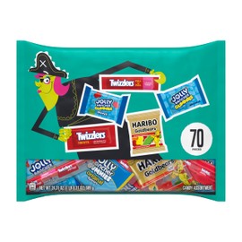 HAL Sweets Assortment Laydown Bag (JOLLY RANCHER Gummies, TWIZZLERS PULL 'N' PULL Cherry Flavor, TWIZZLERS Strawberry Flavored Twists, JOLLY RANCHER Gummies Minis and HARIBO GOLDBEARS)