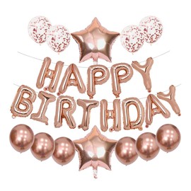 ENKU Rose Gold Happy Birthday Balloons - Happy Birthday Banner For Girls Party Decorations For Women Rose Gold Balloons Party Balloons 18th Birthday Decorations 30th Birthday Decorations For Women