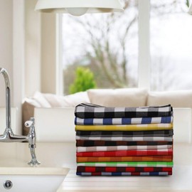 Urban Villa Kitchen Towels Set of 12 Buffalo Checks Multi Color Kitchen Towels 20X30 Inches 100% Cotton Highly Absorbent Kitchen Towels Premium Quality Ultra Soft Mitered Corners Kitchen Towels