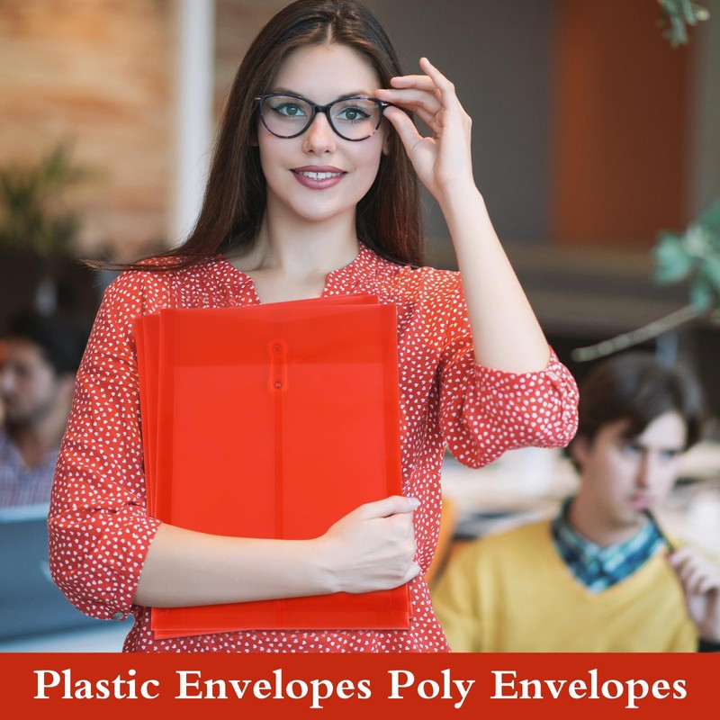 ReliThick 12 Pack Plastic Envelopes with Button and String Tie