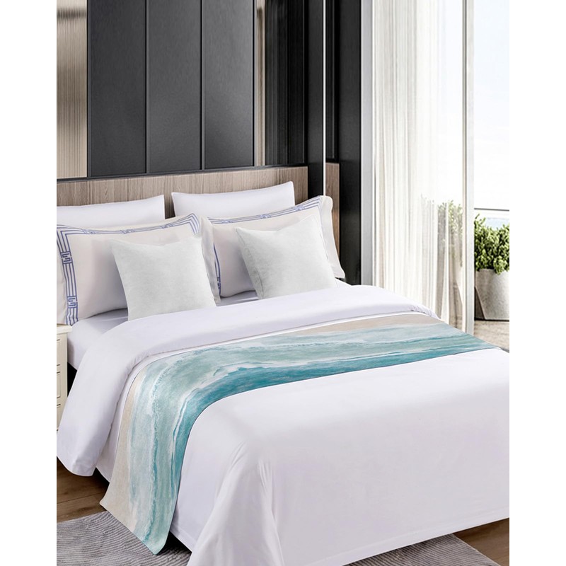 DecorLovee Summer Beach Bed Runners for Queen Size Bed, Ocean