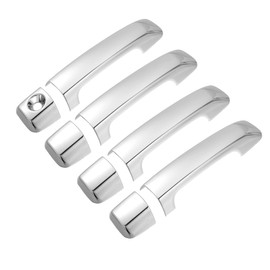 X AUTOHAUX 4pcs Chrome Plated ABS Exterior Side Door Handle Cover Trim for Toyota Tundra 2007-2020 Silver Tone Outer Door Handle Cover Decoration