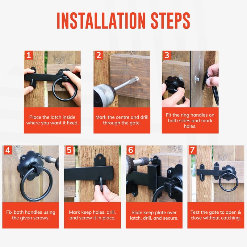 ZAVIA Garden Ring Gate Latch for Garden Gates 6” Door