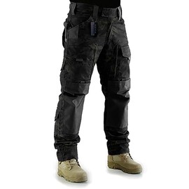 ZAPT Tactical Pants Molle Ripstop Combat Trousers Hunting Army Camo Multi-camo Black Pants for Men (Camo Black, L)