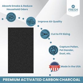 Fresh Headquarters Extra Thick Activated Carbon Filter Sheet - Premium 16"W x 50"L Cut to Fit Air Filter - Ideal Use for Air Purifier, AC Vents, Range Hood, Litter Box and Compost Odor/VOC Control