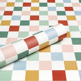 ReWallpaper 17.5in x 23ft Checkered Peel and Stick Wallpaper Removable Vintage Plaid Grid Wall Covering Self Adhesive Waterproof Contact Paper for Kitchen Bathroom Living Room Accent Walls Party Decor