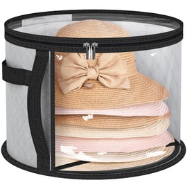 AOODA Oversized Clear Hat Storage Bag, Holds up to 7 Caps Cowboy Hat Organizer for Closet, Wide Brims Hat Case with Carrying Handles (Grey)