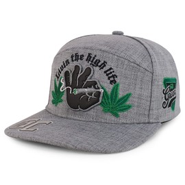 Trendy Apparel Shop Livin The High Life Embroidered Flatbill Snapback Cap - Heather Grey