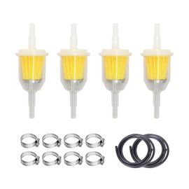 YALiya Kraftstofffilter, 4 Stück Benzinfilter Moped, 2 Stück 50cm Schlauch, 8 Stück Klammern, für Kleiner Traktor, Rasenmäher, Schneemobil, Auto