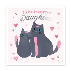 Central 23 - Cute Birthday Cards for Her - 'To My Purrfect Daughter' - Cat Birthday Card - Daughter Birthday Card - Fun Birthday Cards for Daughter - Comes with Fun Stickers