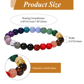 Flongo Beaded Stretch Bracelet for Women: Natural Gemstone Stretch Bracelet Relief Bracelet Gift for Women Men Healing Crystal Bracelet for Yoga Meditation and Anxiety