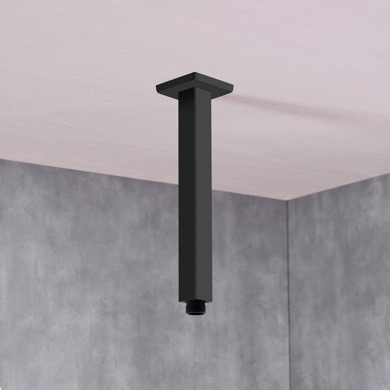 Matte Black Shower Arm with Flange Ceiling Mounted 8 Inch
