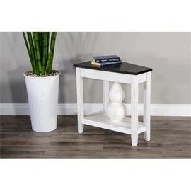 Sunny Designs Carriage House 16" Wood Chair Side Table in White/Dark Brown