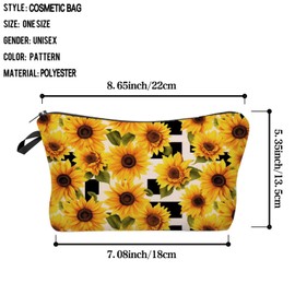 Livel lhood Sunflower Makeup Bag Cute Small Organizer Zipper Pouch Sunflower Cosmetic Bag Birthday Present for Women Friends-2