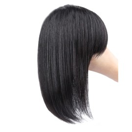 Peluquería con clip para cabello humano real con flequillo para adelgazar el cabello, 20,32 cm, color negro