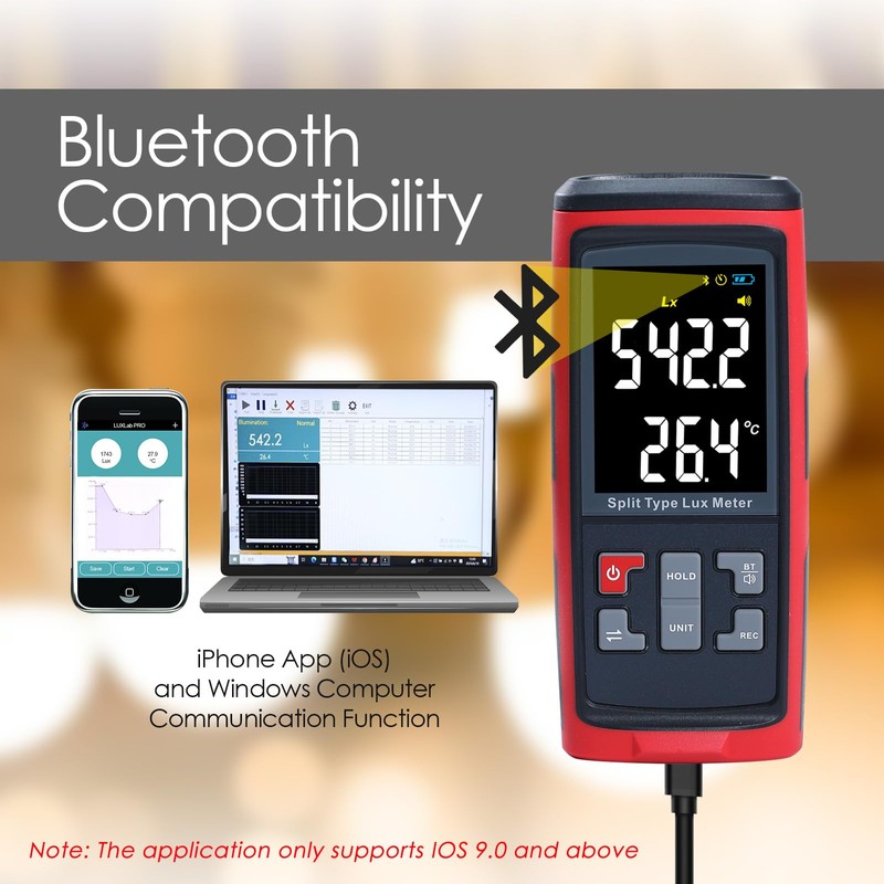 Light Meter Digital Illuminance Meter with Ambient Temperature Measuring and
