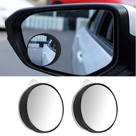 Ongfuwu 2PCS Blind Spot Mirror for Cars, Round HD Glass Car Blind Spot Mirror with Suction Cup, Convex 360° Wide Angle Side Rear View Mirrors, Adjustable Reusable Mini Rear View Mirrors (Black)